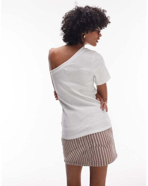 TOPSHOP Gray One Shoulder Tee
