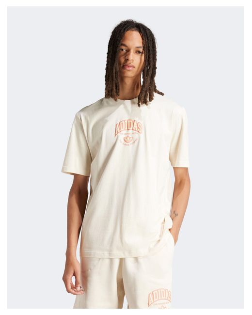 Adidas Originals Natural Varsity Short Sleeve T-shirt for men