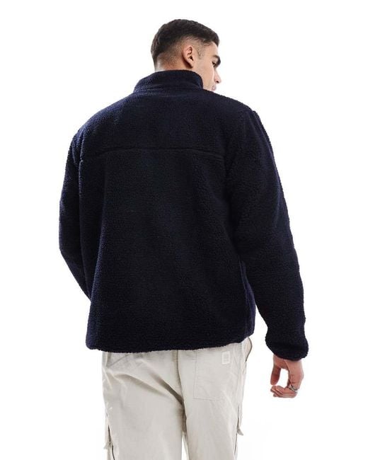 Hunter Blue Milan Sherpa Jacket With Contrast Lining for men