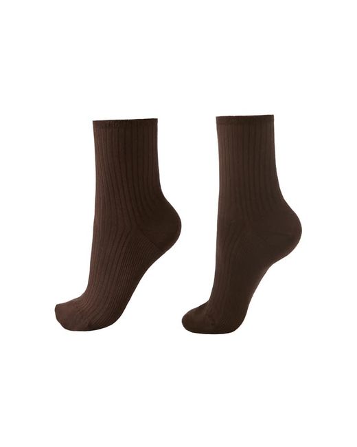 Calzedonia Brown Ribbed Short Socks
