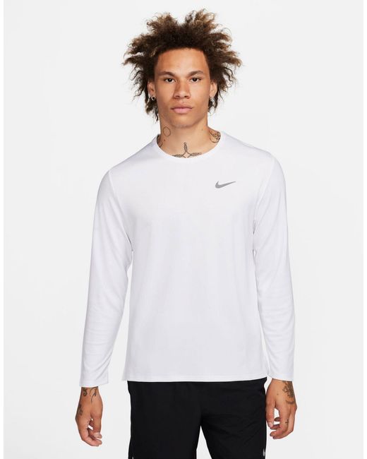 Nike White Dri-fit Miler Long Sleeve Top for men