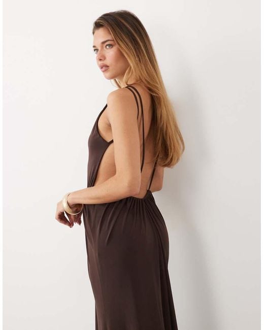 ASOS Brown High Neck Low Back Maxi Dress