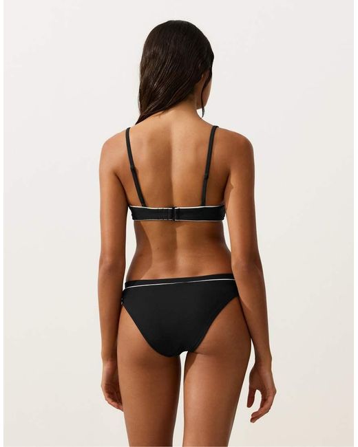 Oysho Black Bow Triangle Bikini Top