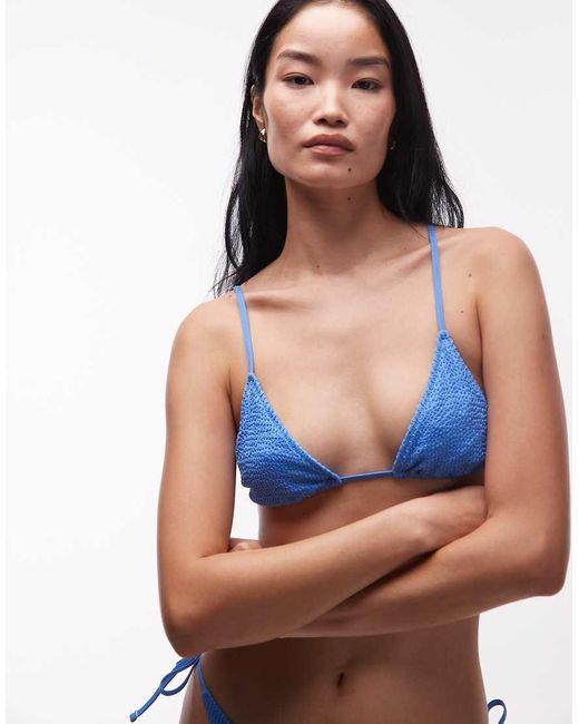 Tommy Hilfiger Blue Resort Crinkle Triangle Bikini