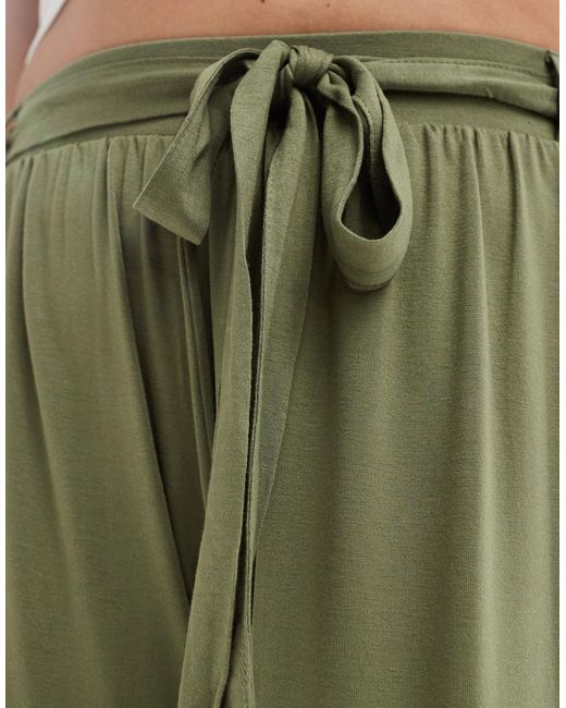 ASOS Green Asos Design Curve Tie Belt Wide Leg Trouser