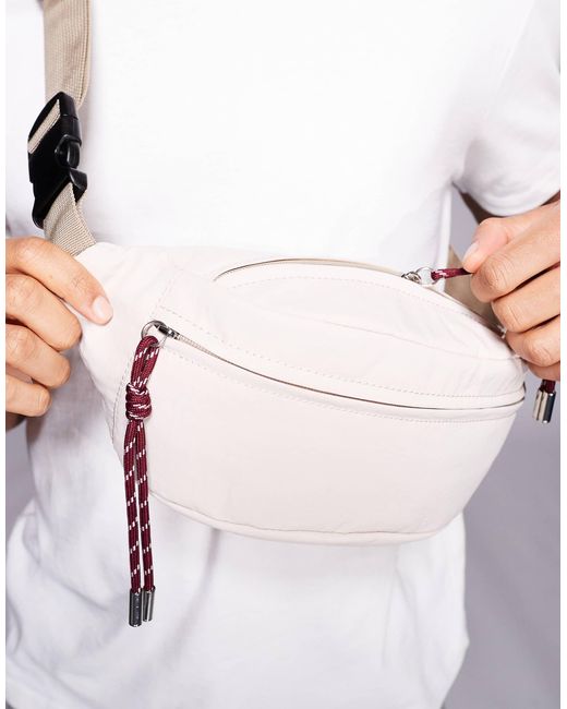 ASOS White Nylon Bum Bag With Contrast Pullers for men