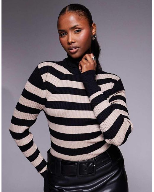 River Island Gray Roll Neck Ribbed Knitted Top