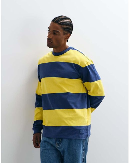 Vans Yellow Rugby Stripe Long Sleeve Knit Shirt for men