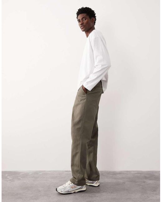 ASOS COLLECTIVE White Straight Fit Carpenter Trousers for men