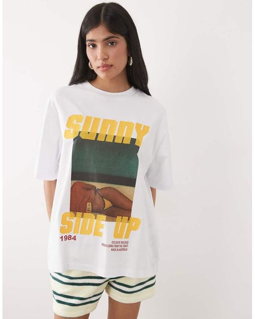 ASOS Multicolor Oversized T-shirt With Embroidered Sunny Side Up Graphic