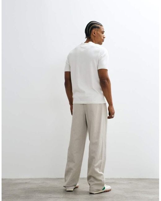 ASOS Natural Smart Pleated Linen Rich Wide Leg Pants for men