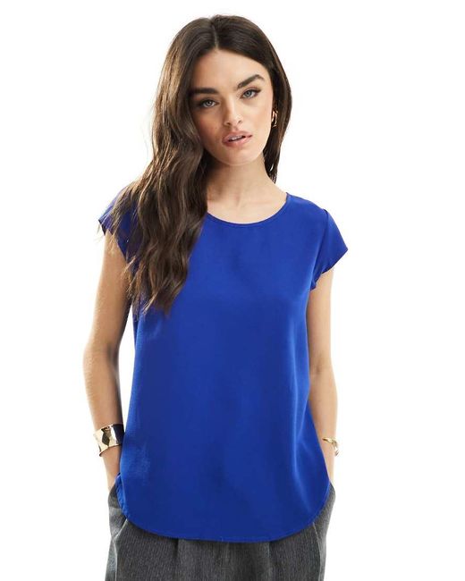 Top Azul De Manga Corta Con Cremallera En La Espalda De ONLY de color Blue