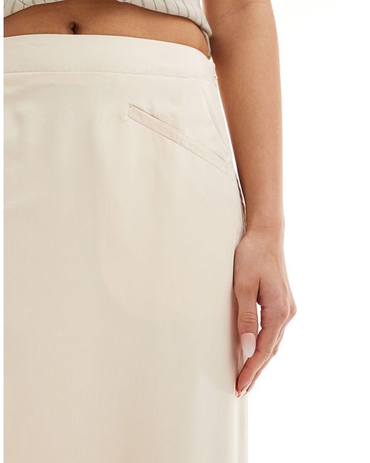 NA-KD White X Laura Jane Stone Maxi Skirt With Front Pockets And Back Split Detail