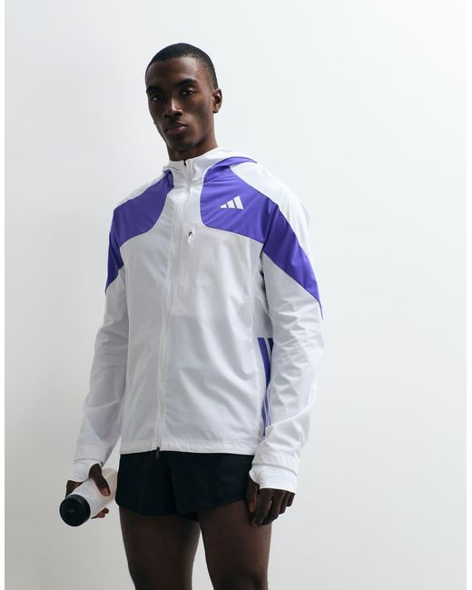 Adidas Originals White Adizero Running Jacket for men
