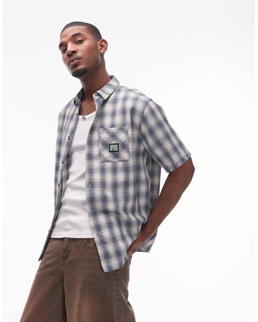 Rip Curl – raw energy – kurzärmliges, kariertes t-shirt in Gray für Herren