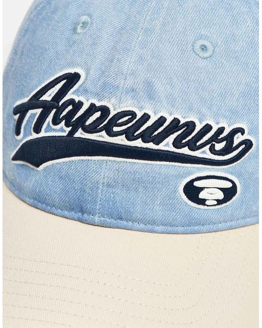 Aape By A Bathing Ape Blue Aape By A Bathing Ape Collegiate Cap for men