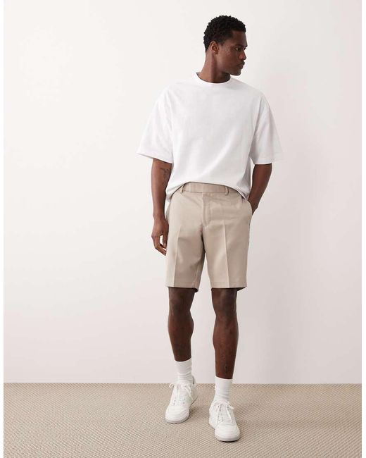 ASOS Natural Tailored Slim Shorts for men