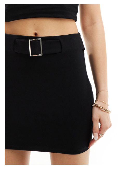 ASOS Black Mini Pelmet Skirt With Buckle Detail