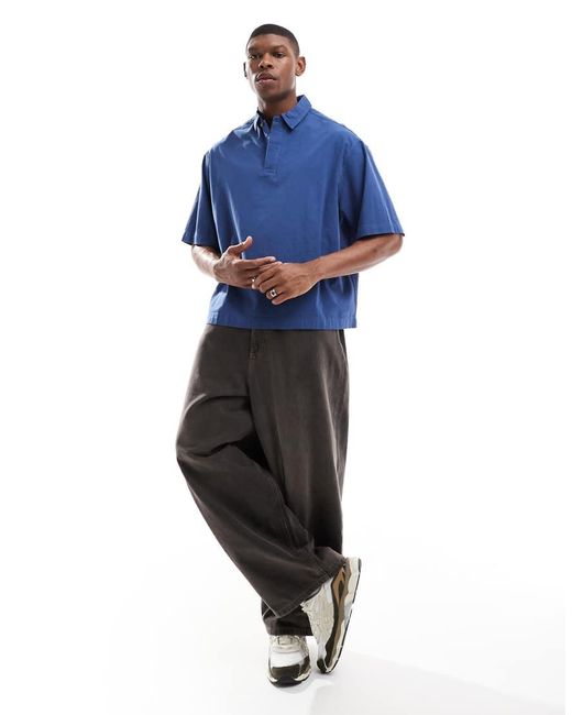 ASOS Oversized Recht Overhemd Met Textuur in het Blue voor heren