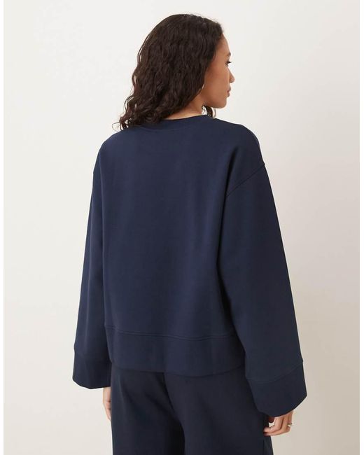 ASOS Blue Interlock Oversized Crew Neck Top