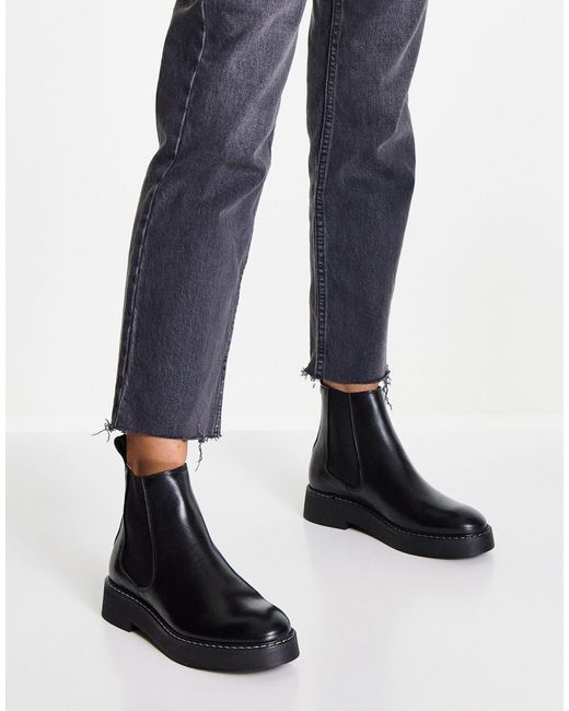 & Other Stories Leather Chelsea Boots With Contrast Stitch in Black - Lyst
