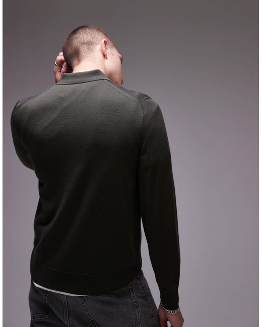 ARKET Gray Merino Wool Knitted Long Sleeve Polo Shirt for men