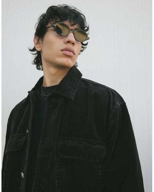 Bershka – kastige jacke aus cord in Gray für Herren