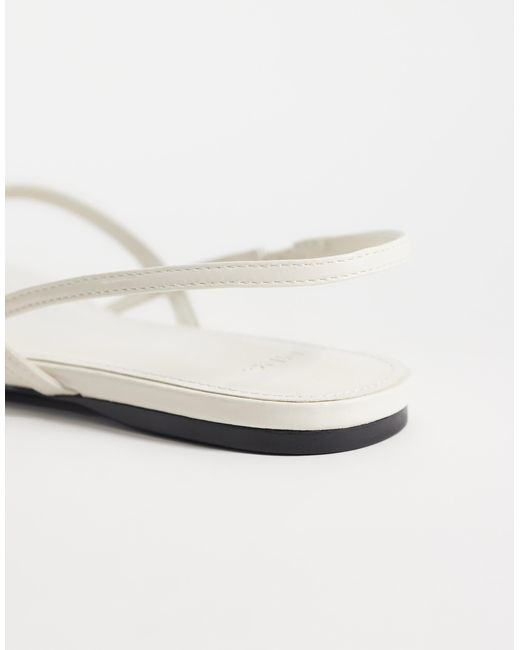 Mango White Strappy Flat Sandals