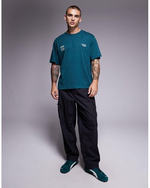 ADPT Blue Oversized T-shirt With Back Graphic for men