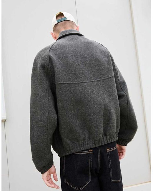 Bershka Gray Synthetic Wool Trucker Jacket for men