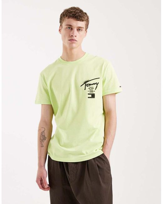 Tommy Hilfiger Green Signature City Sign Logo Signature T-shirt for men