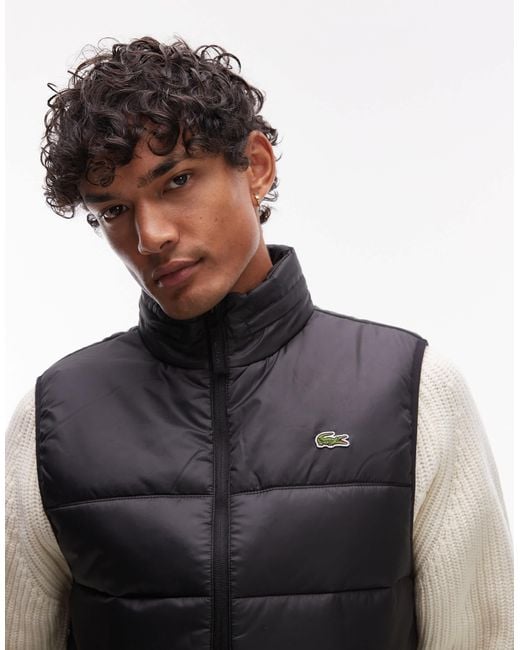 Lacoste – es gilet mit kapuze in Gray für Herren
