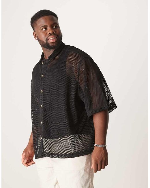 Camicia Oversize Squadrata Nera di ASOS in Black da Uomo