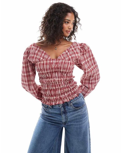 asos red blouse
