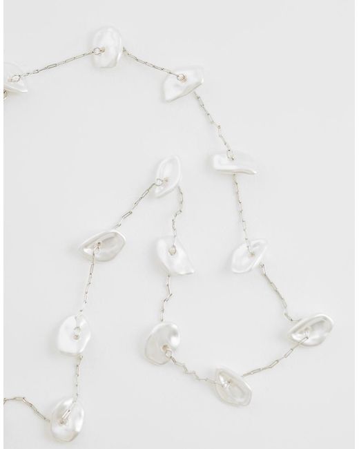 ASOS White Dainty Necklace With Faux Pearl Chipping Detail