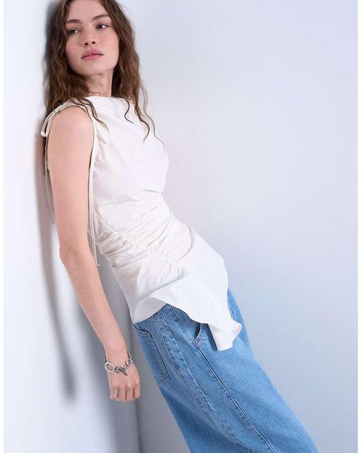 TOPSHOP White Gathered Detail Top