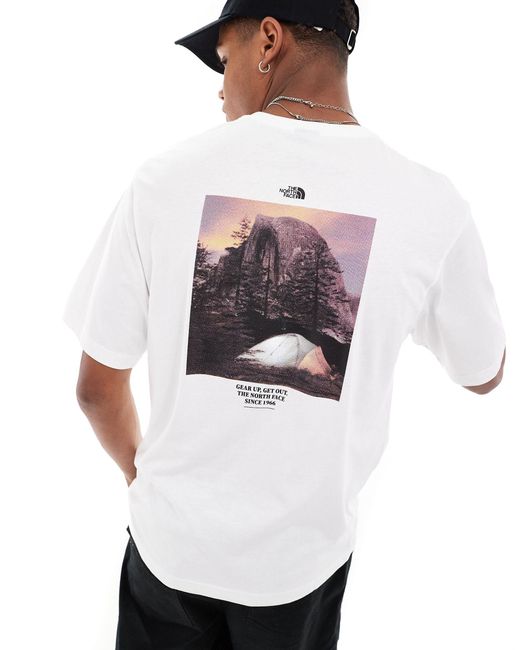 The North Face White Camping Retro Back Graphic T-shirt for men