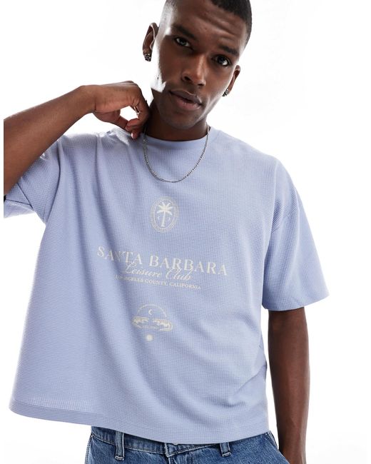 ASOS Blue Boxy Oversized T-shirt With Dropped Shoulder for men