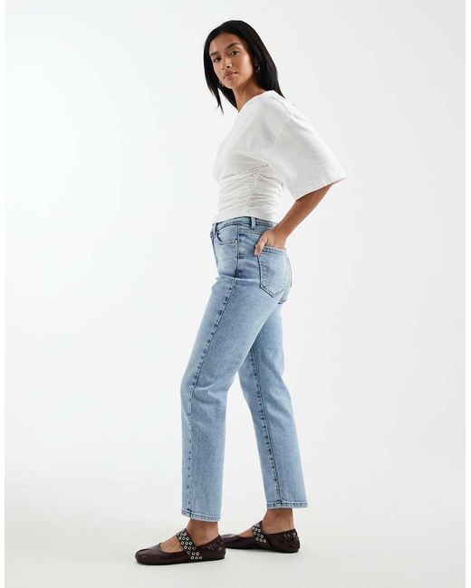 Only Petite Blue Emily High Waist Straight Leg Jeans