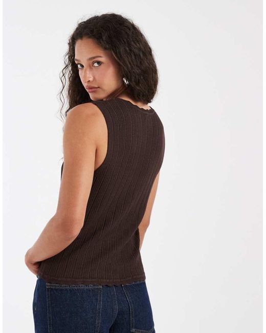 ONLY Black V-neck Tie Front Knitted Singlet