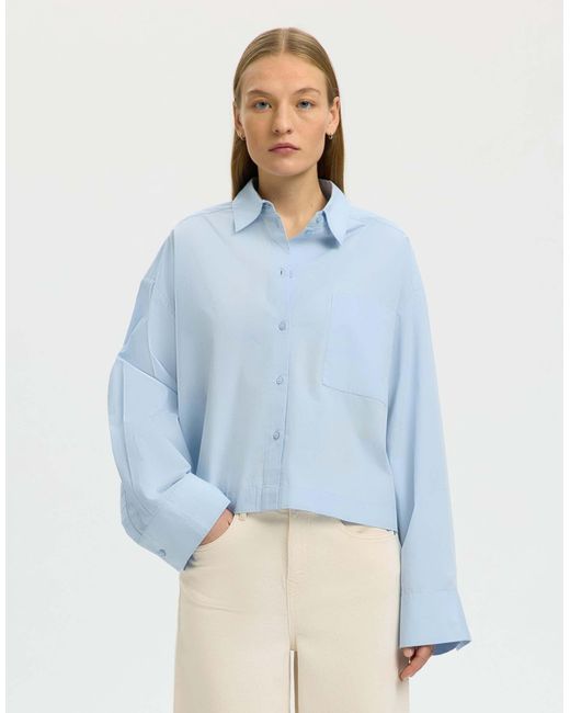 SELECTED Blue – cropped-hemd