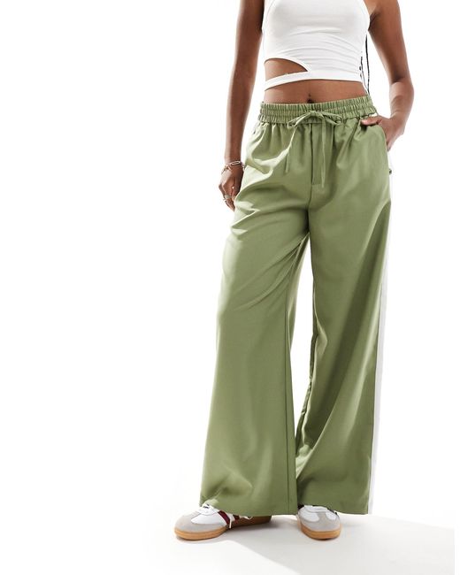 ONLY Green Pull On Trouser With Contrast Panel