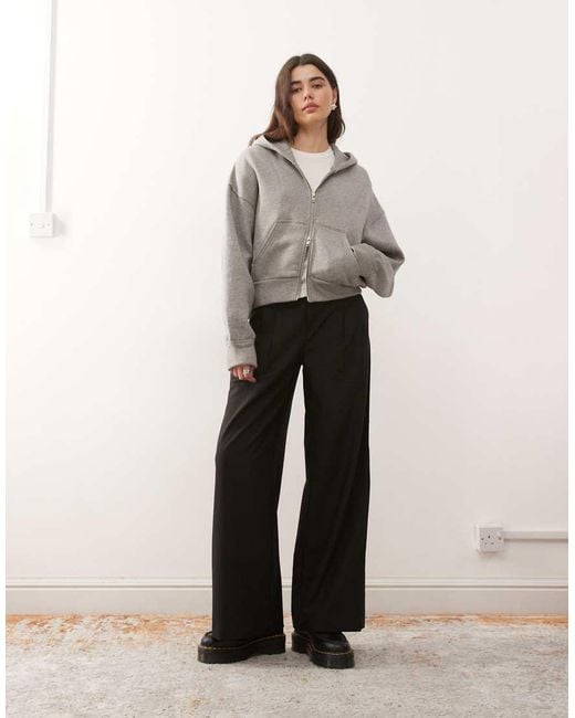 Weekday Gray Oversized Boxy Fit Zip Through Hoodie