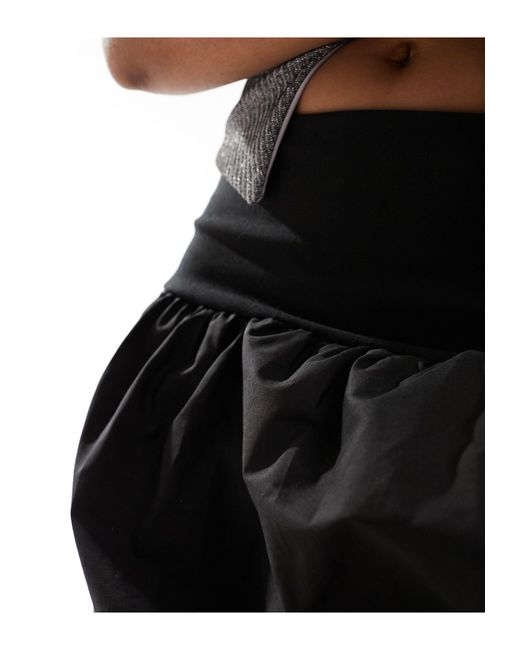 Bershka Black Puffball Hem Mini Skirt