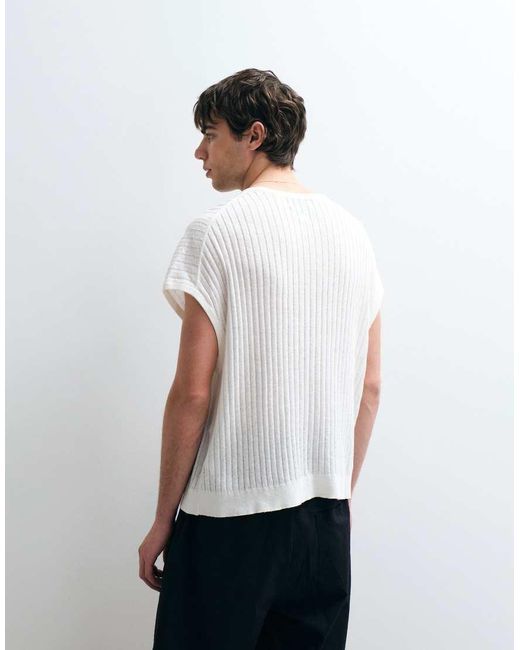 ASOS COLLECTIVE White Oversized Linen Rich Tank for men