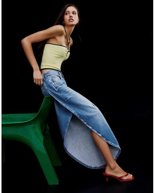 Bershka Black Wide-leg Jeans With Side Split