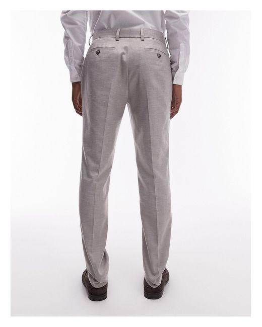 Topman Gray Slim Linen Suit Trouser for men