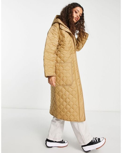 Asos design petite - manteau long matelassé - camel ASOS en coloris Blanc |  Lyst