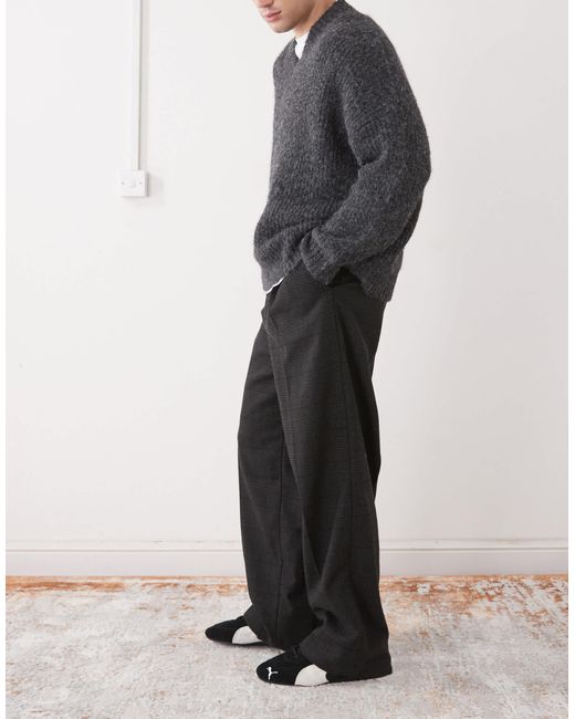 Weekday – uno – elegante, karierte loose-fit-hose in Black für Herren