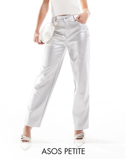 ASOS White Asos design petite – hose aus farbenem kunstleder mit geradem bein
